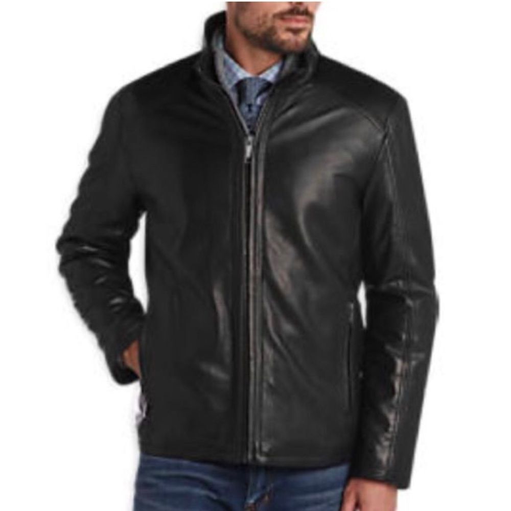 🔃Gap Leather Black Front Zip Jacket